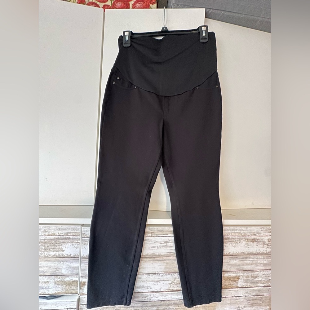 🤰 Liverpool Maternity Black Leggings Size 6/28 Pull On Stretch